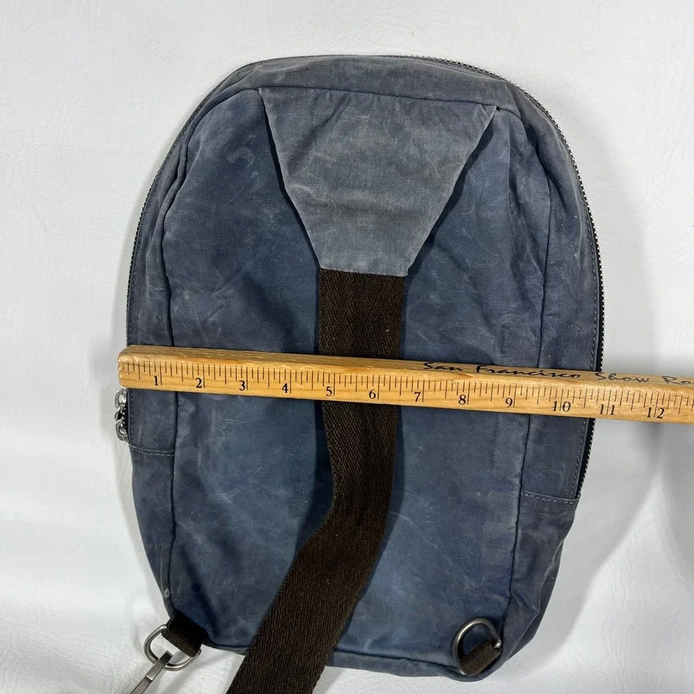 Kolo Bag Company Organic Cotton Waxed Canvas Sling Backpack Blue Gray Crossbody